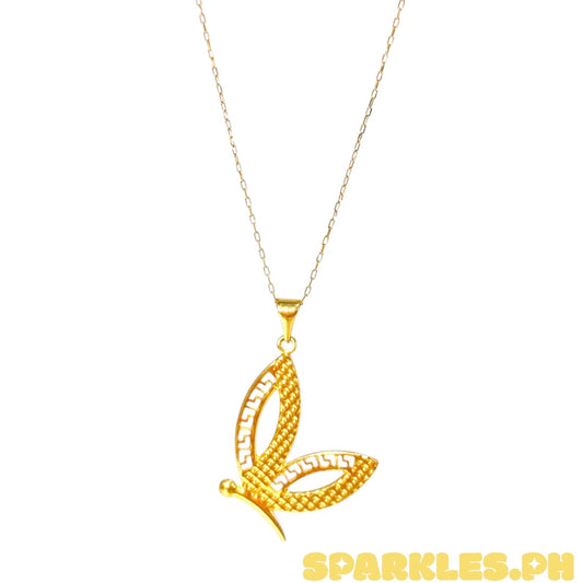 18k Saudi Gold Karkar Chain 18" + 18k Saudi Gold Half Wing Pendant