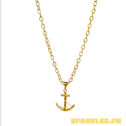 18k Saudi Gold Diacut Circle Chain Solid Pawnable 20'  + 18k Saudi Gold Anchor String Pendant