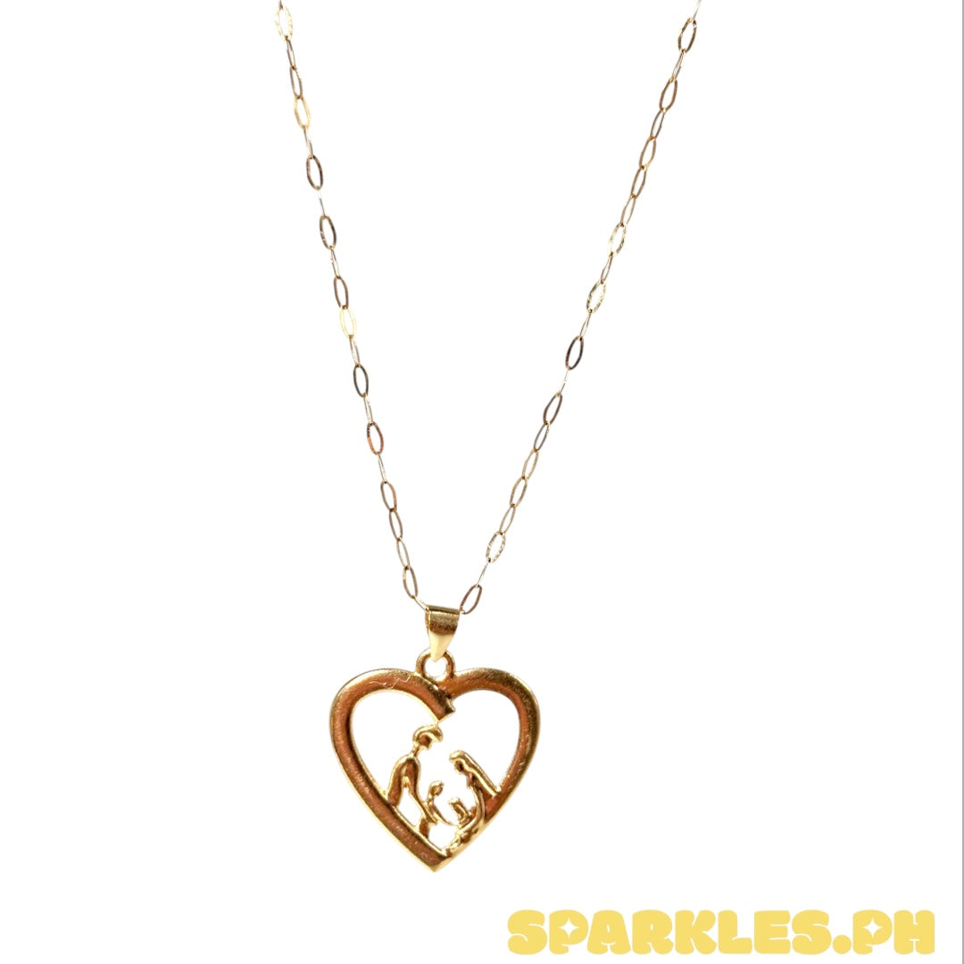 18k Saudi Gold Micro Paperclip Chain 18" + 18k Saudi Gold La Familia Pendant