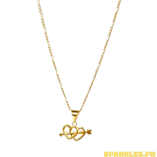 18k Saudi Gold Figaru Chain 20" + 18k Saudi Gold Mini Cupido Pendant