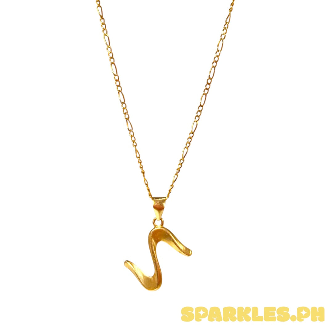 18k Saudi Gold Figaru Chain 18" + 18k Saudi Gold Wave Pendant
