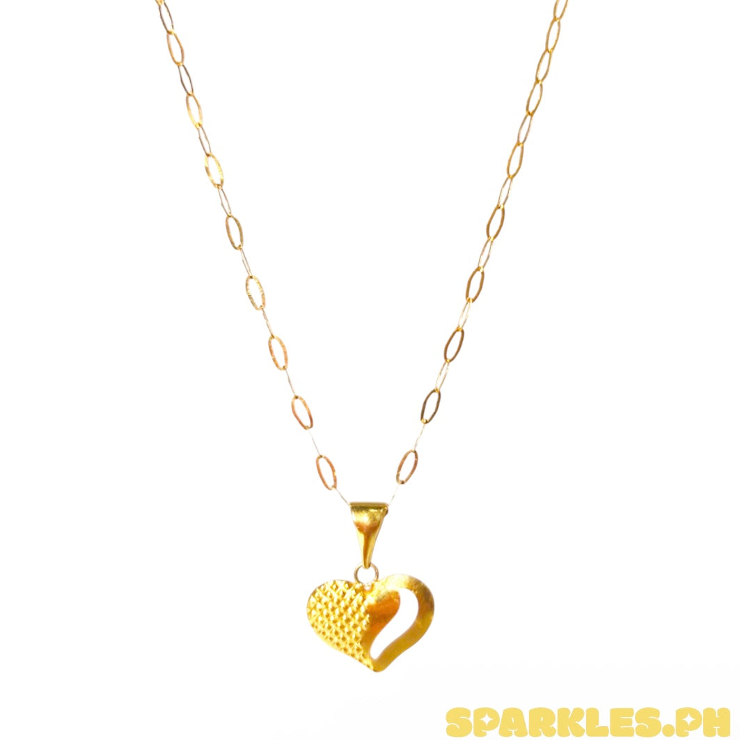 18k saudi gold micro paperclip chain solid pawnable-20'+18k saudi gold broken heart pendant solid pawnable