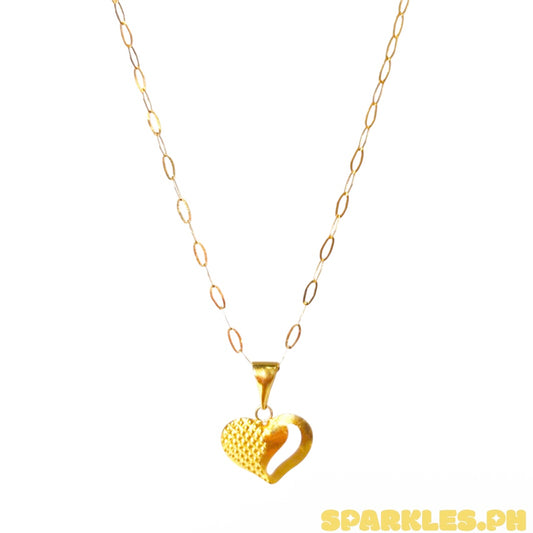 18k saudi gold micro paperclip chain solid pawnable-20'+18k saudi gold broken heart pendant solid pawnable