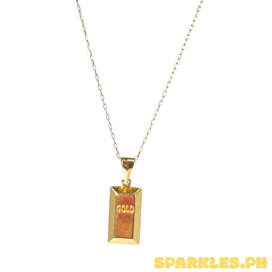 18k Saudi Gold Karkar Chain - 20 + 18k Saudi Gold Gold Bar Pendant Solid Pawnable