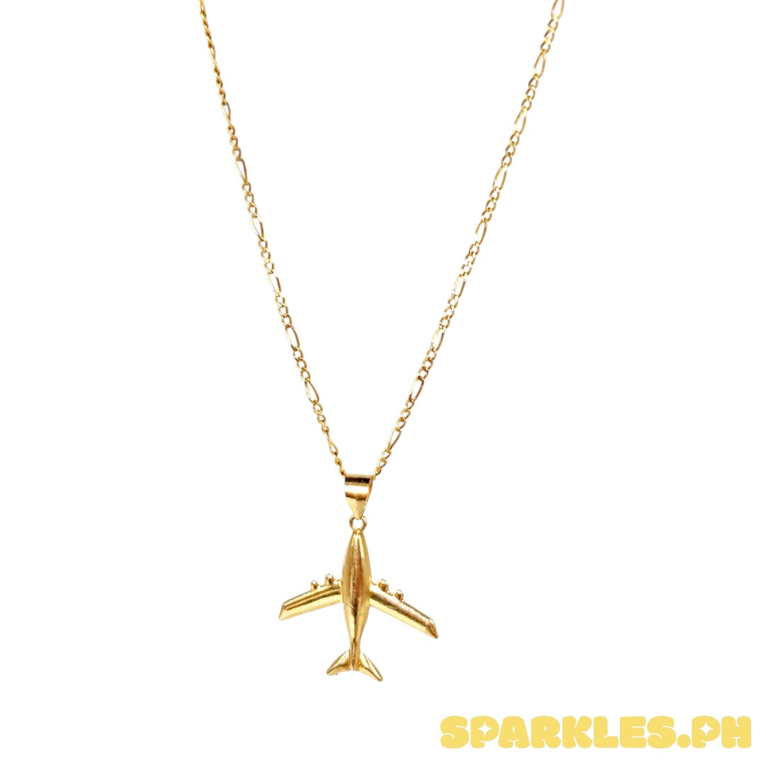 18k Saudi Gold Figaru Chain 18" + 18k Saudi Gold Air Jet Pendant