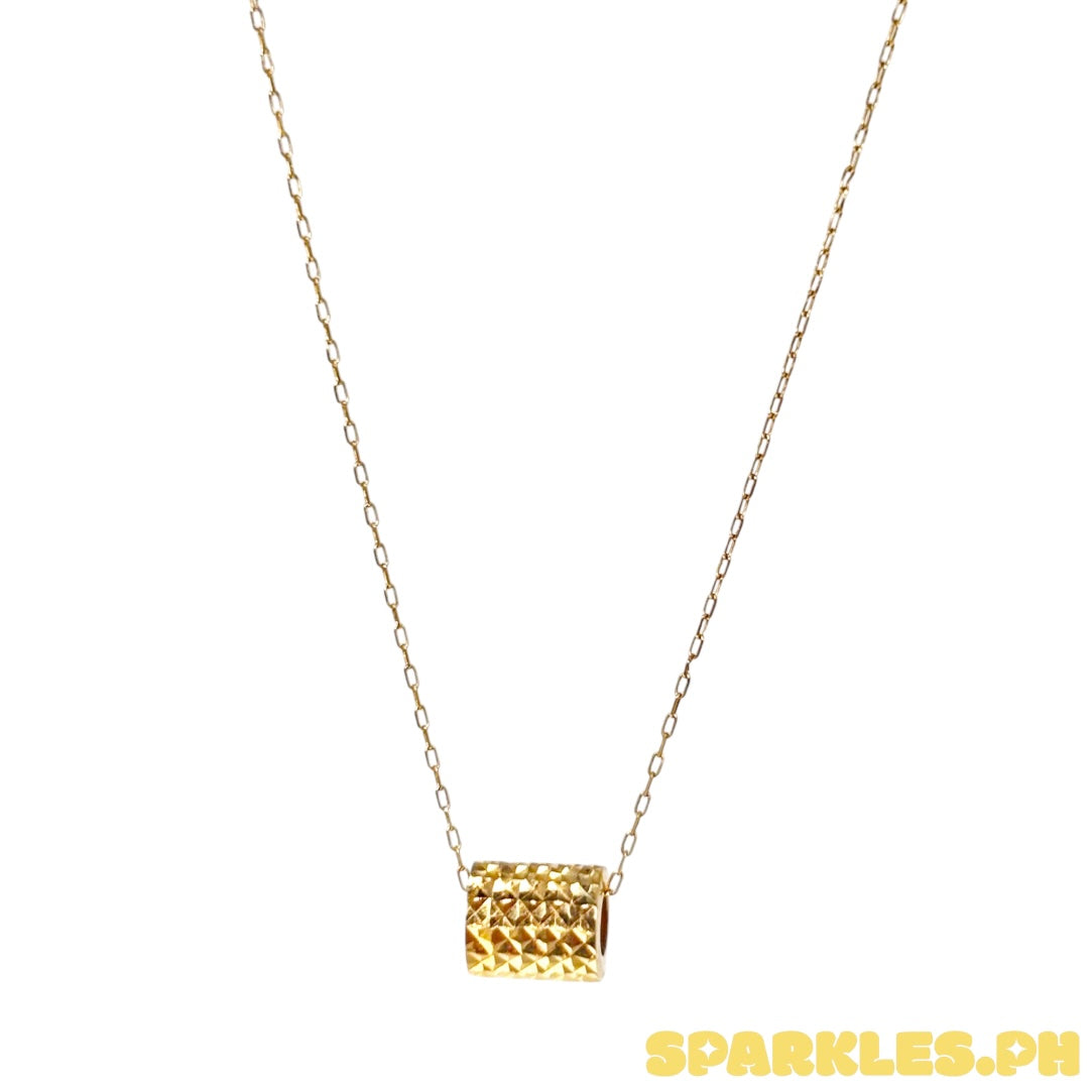 18k Saudi Gold Karkar Chain 18" + 18k Saudi Gold Diacut Barrel Pendant