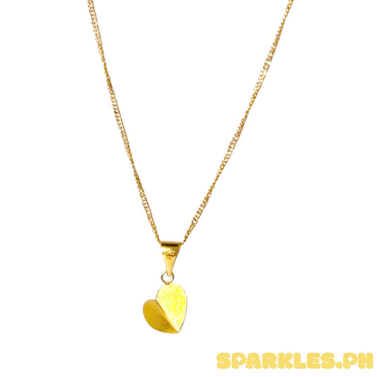 MT - 18k Saudi Gold Japan Chain 16" + 18k Saudi Gold Leaf Heart Pendant
