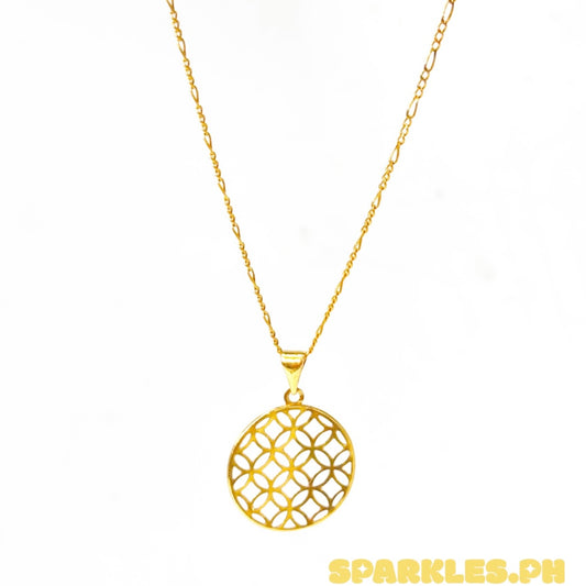 18k Saudi Gold Figaru 18' Chain Solid Pawnable Lightweight+18k Saudi Gold Money Catcher Pendant Pawnable