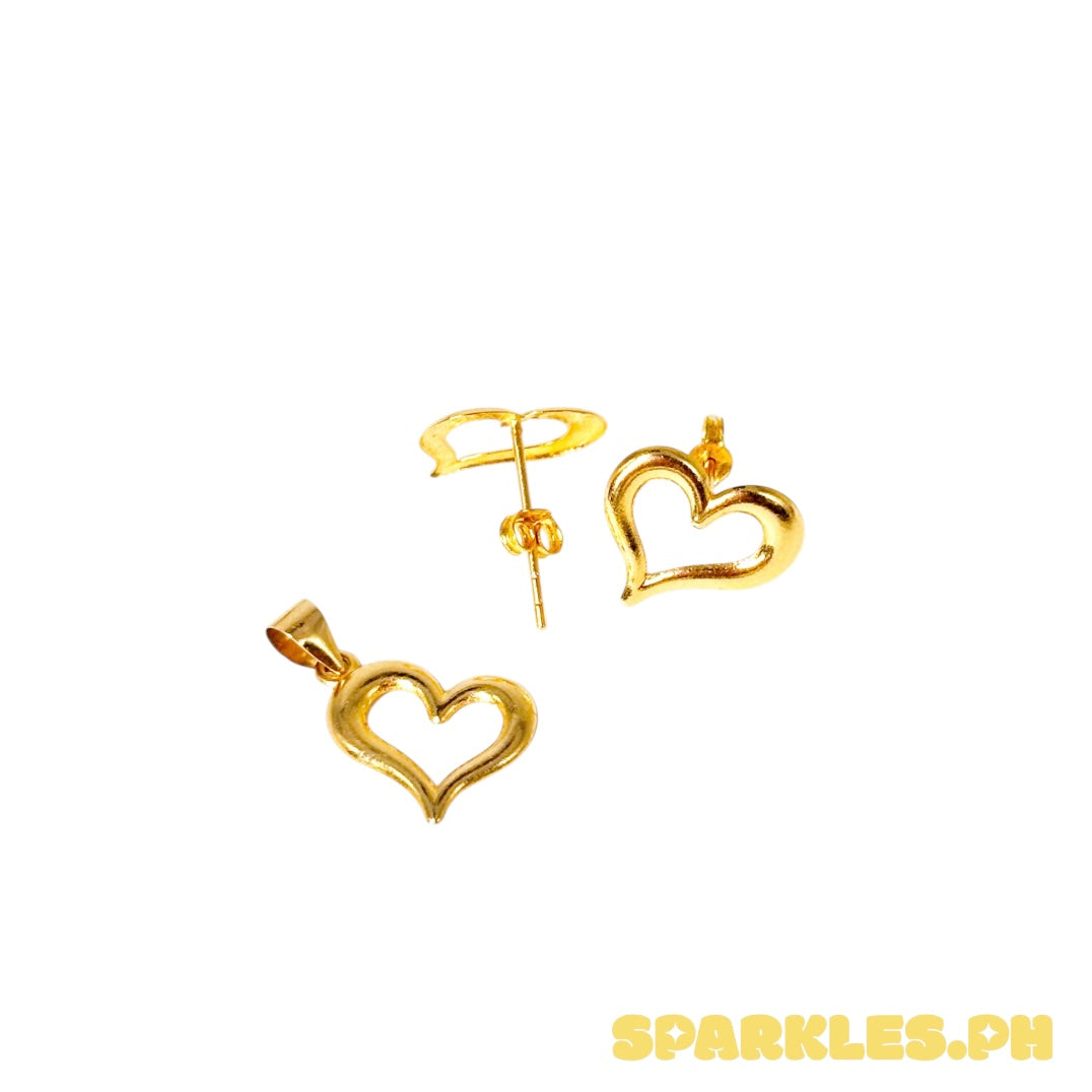 18k Saudi Gold Mini Love EARRING + 18k Saudi Gold Mini Love PENDANT