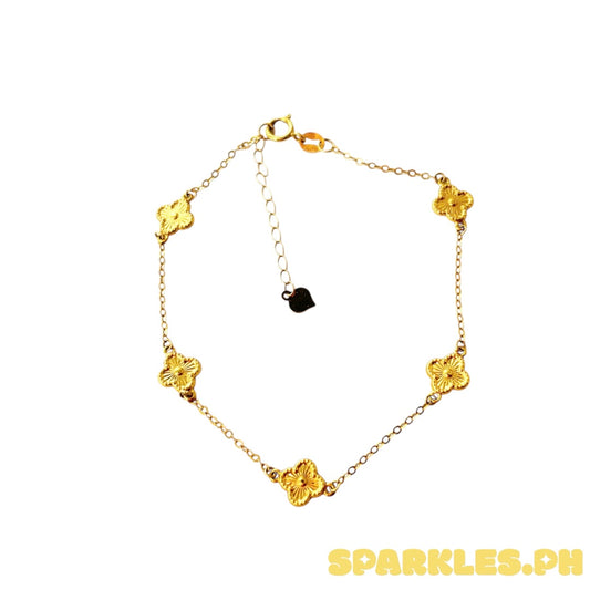 18k Saudi Gold Dazzling Flower Bracelet v1