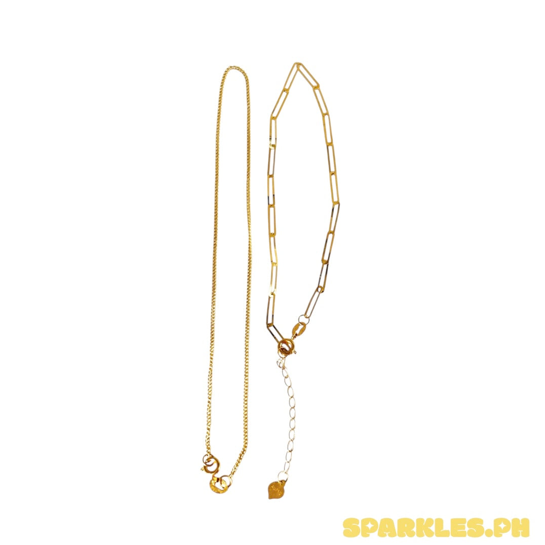 18k Saudi Gold Cadena BRACELET W/O Extender 7.5' + 18k Saudi Gold 2x5mm Paperclip Bracelet With Extender