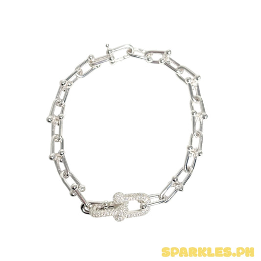 MT - 92.5 Sterling Silver - Glitter U Bar Bracelet