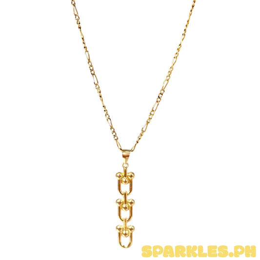 18k Saudi Gold Figaru Chain Makapal V2 20" + 18k Saudi Gold Triplet U-Bar Pendant