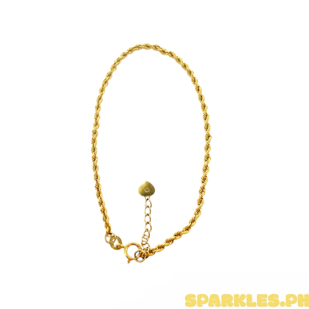 18k Saudi Gold Rope Makapal Bracelet 7.5' V2
