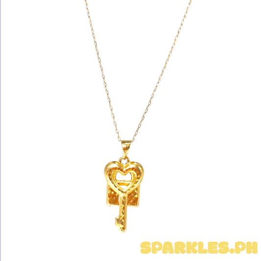 18k Saudi Gold Karkar Chain 18" + 18k Saudi Gold Key Lock Pendant