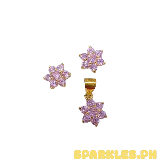 18k Saudi Gold Set June Birthstone Pendant & Earring