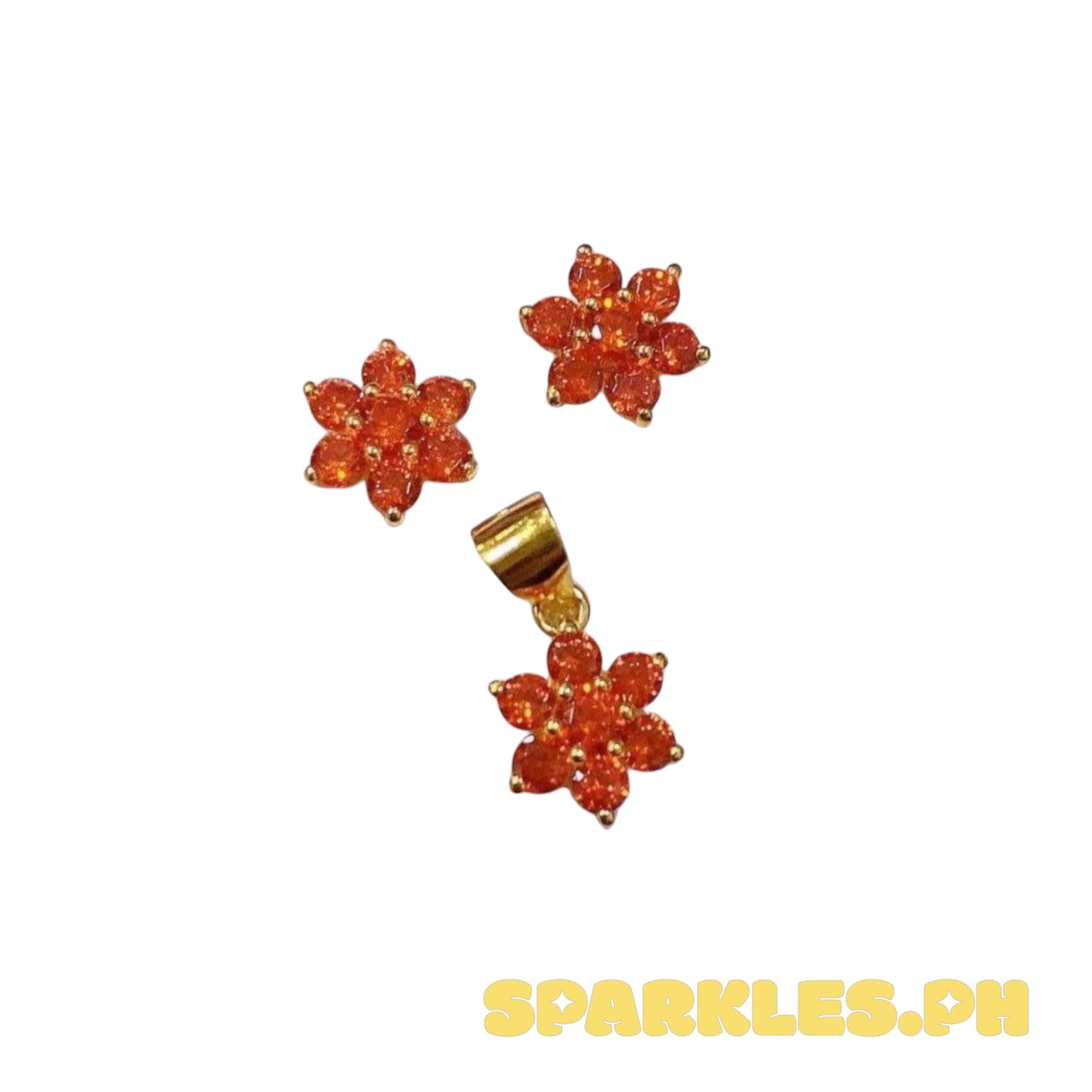 18k Saudi Gold Set January Birthstone Pendant & Earring