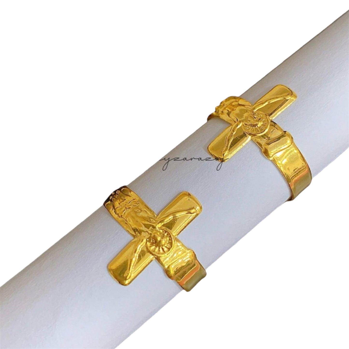 18k Saudi Gold Jesus in the Cross Ring