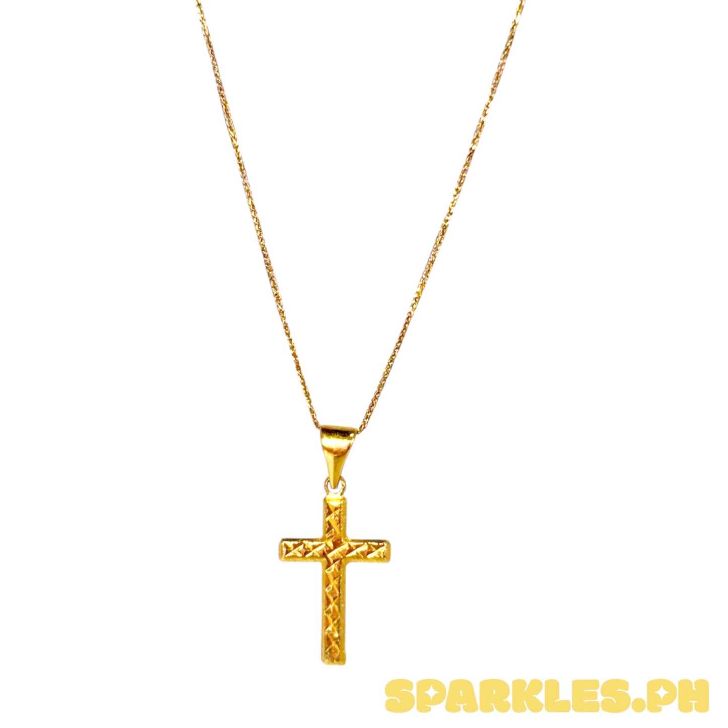Foxtail Chain 18k Saudi Gold 18"+18k Saudi Gold Dia Plain Cross Buo Pendant Solid Pawnable