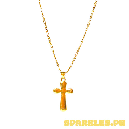 18k Saudi Gold Figaru Chain Makapal 20 V2+18k Saudi Gold Faith Cross Pendant