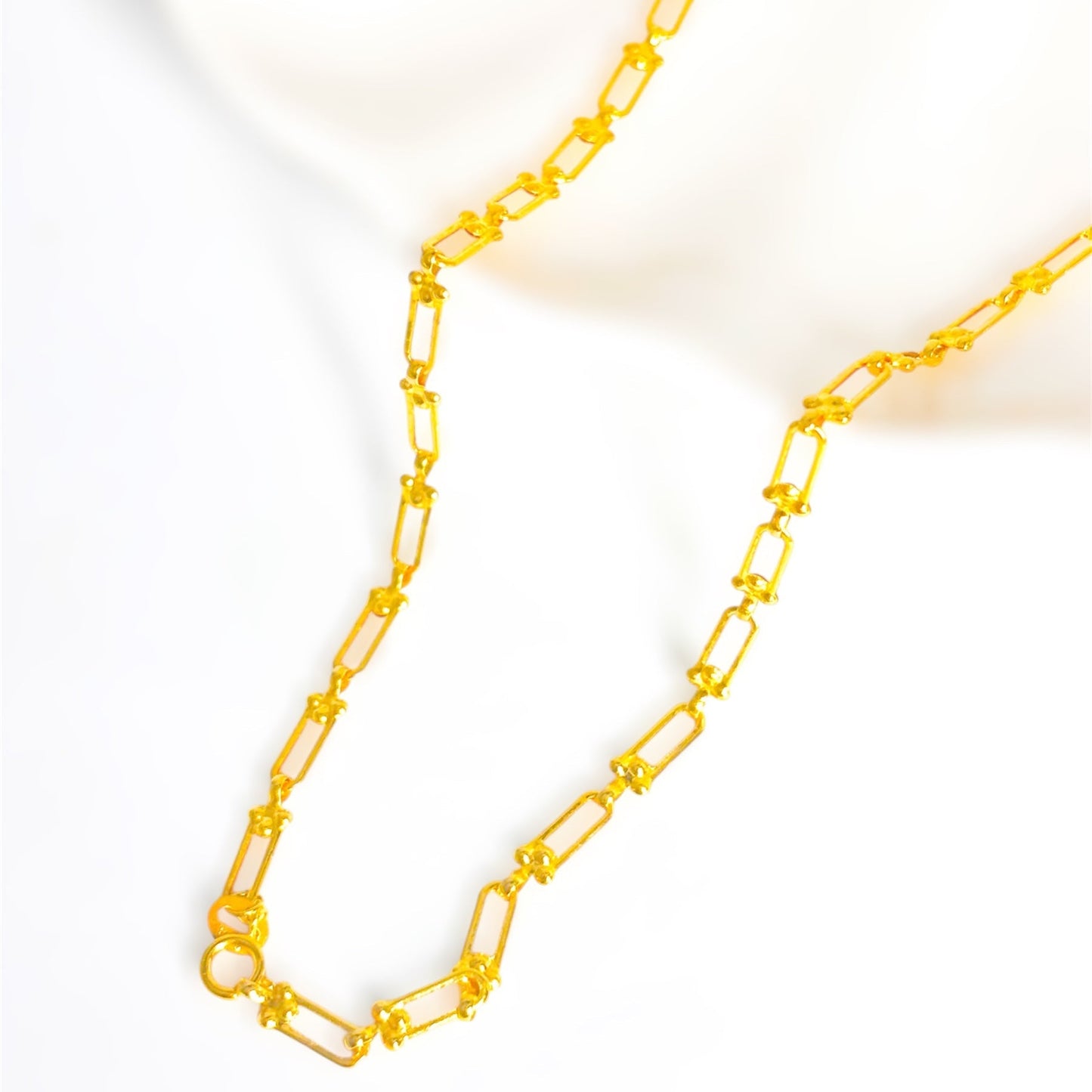 18k Saudi Gold U Bar Necklace 20"