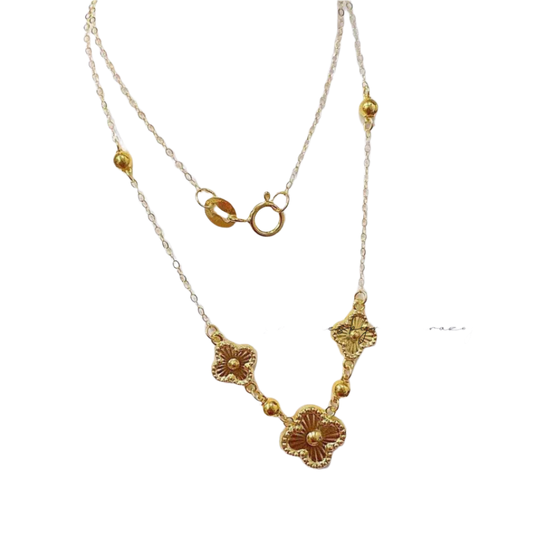 Gold Flower Clover Style Chain Solid 18k Saudi Gold