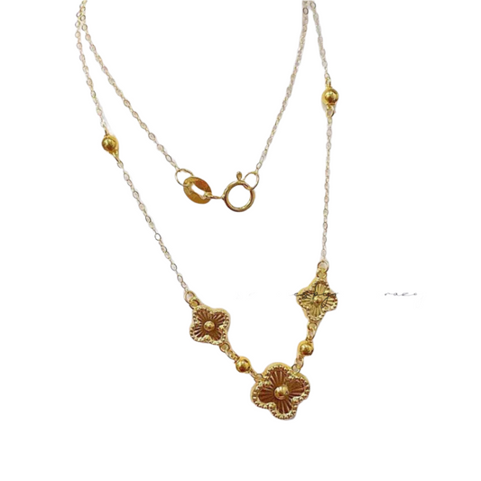 Gold Flower Clover Style Chain Solid 18k Saudi Gold