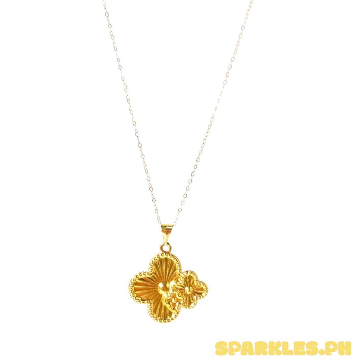 18k Saudi Gold Tauco Chain Level 1 + 18k Saudi Gold Twin Clover Pendant