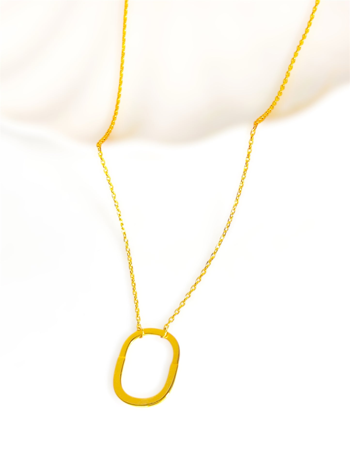 18k Saudi Gold Oval Necklace - SKU-AP1026NEC2