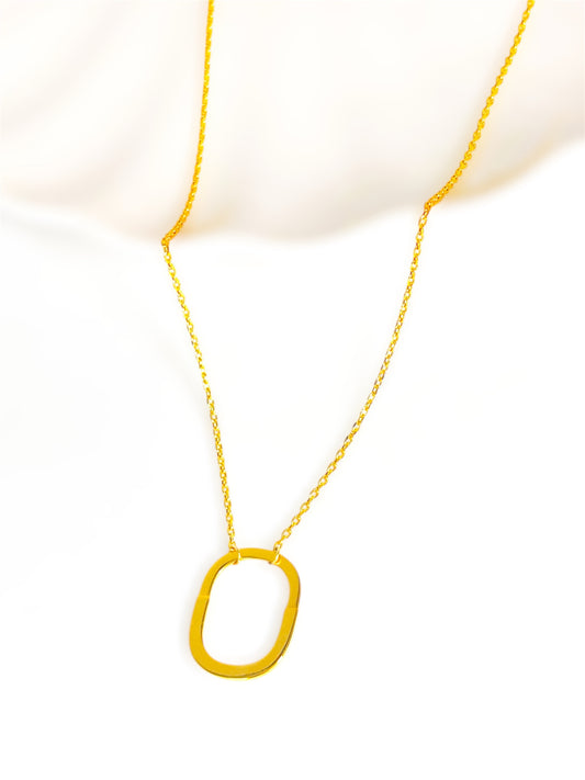 18k Saudi Gold Oval Necklace - SKU-AP1026NEC2