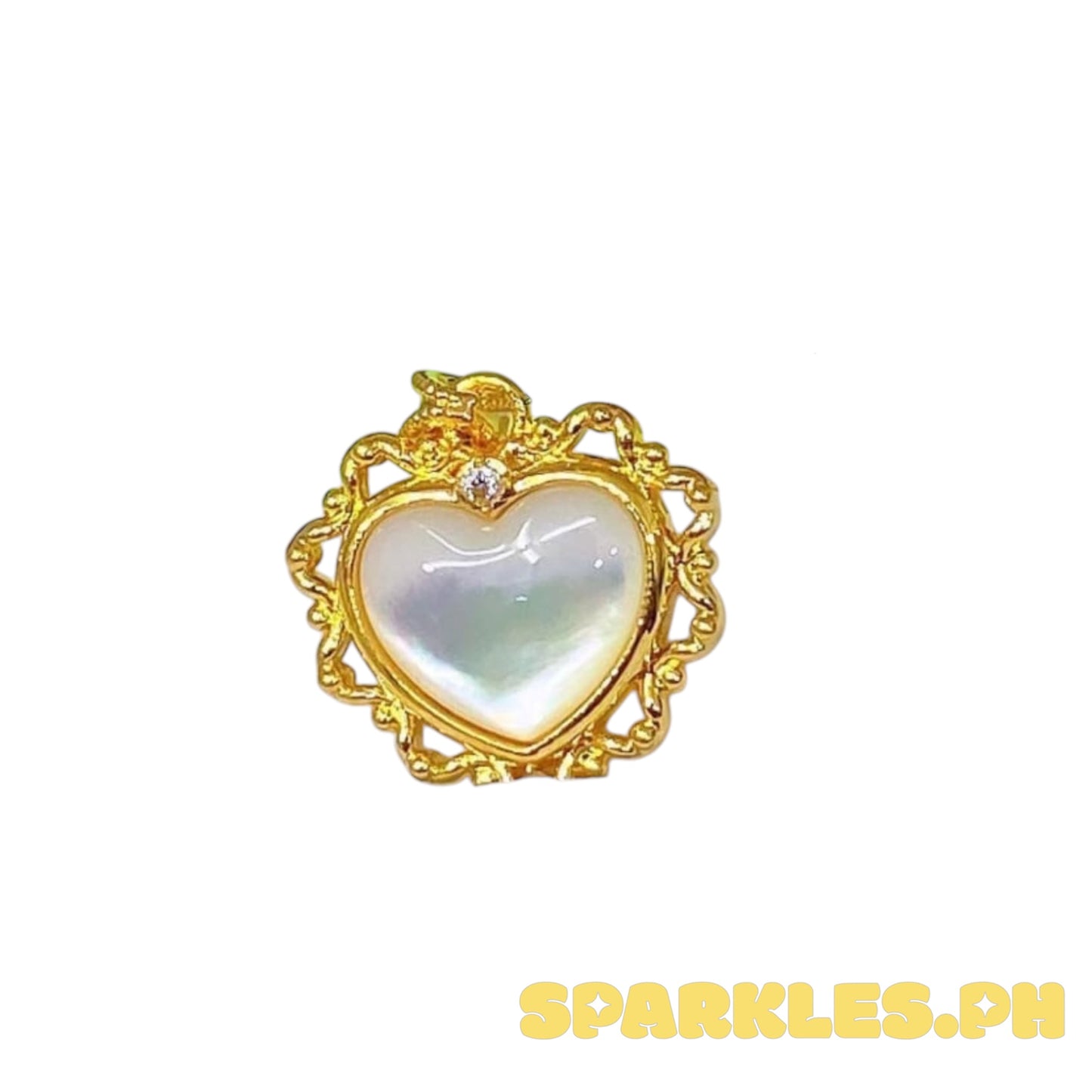 AMPAW/HOLLOW 18k Saudi Gold Heart Stone Pendant