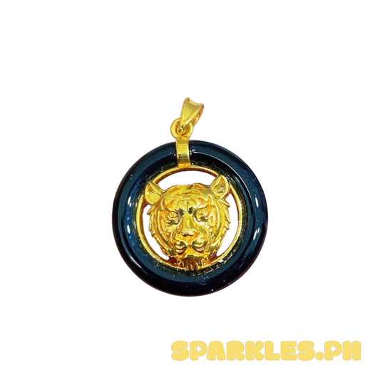 AMPAW/HOLLOW 18k Saudi Gold Lion Head Pendant - Black