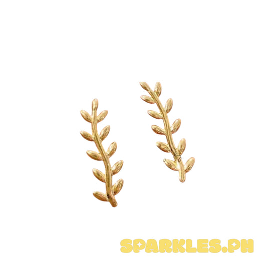 18k Saudi Gold Olive Branch Earring
