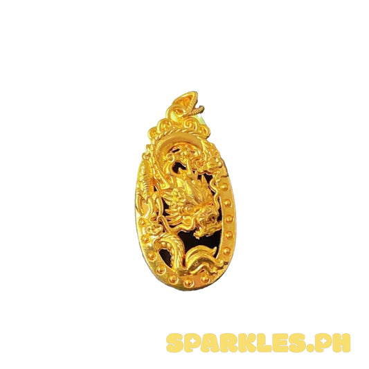 AMPAW/HOLLOW 18k Saudi Gold Oval Shape Dragon Pendant
