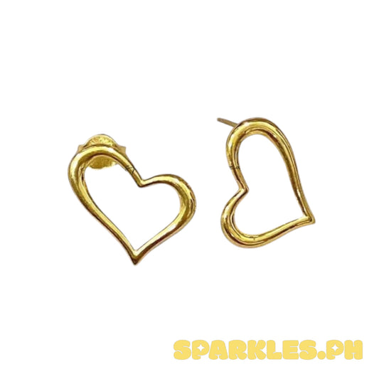 18k Saudi Gold Plain Heart Earring