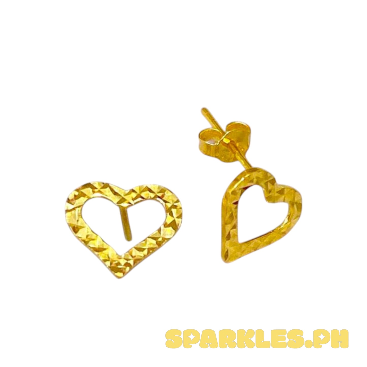 18k Saudi Gold Diacut Heart Earring