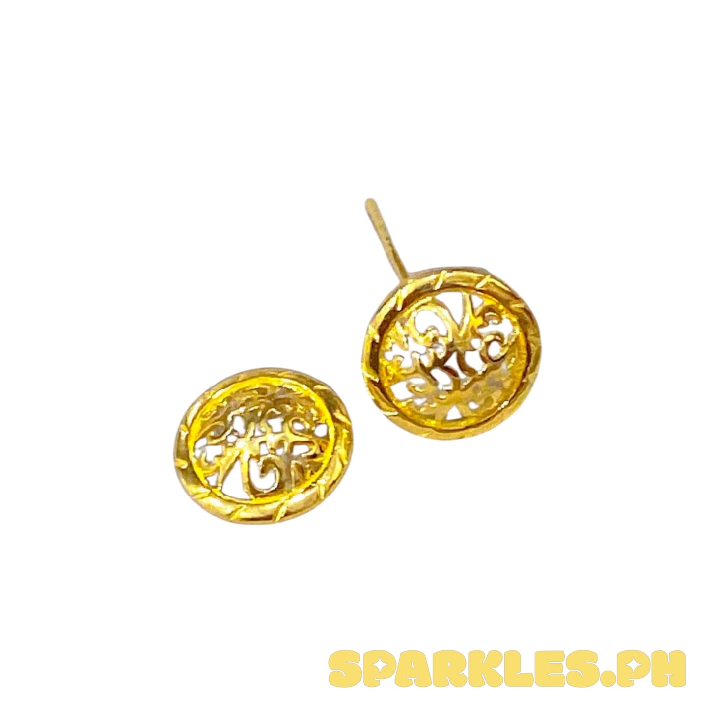 18k Saudi Gold Circle Stud Earring