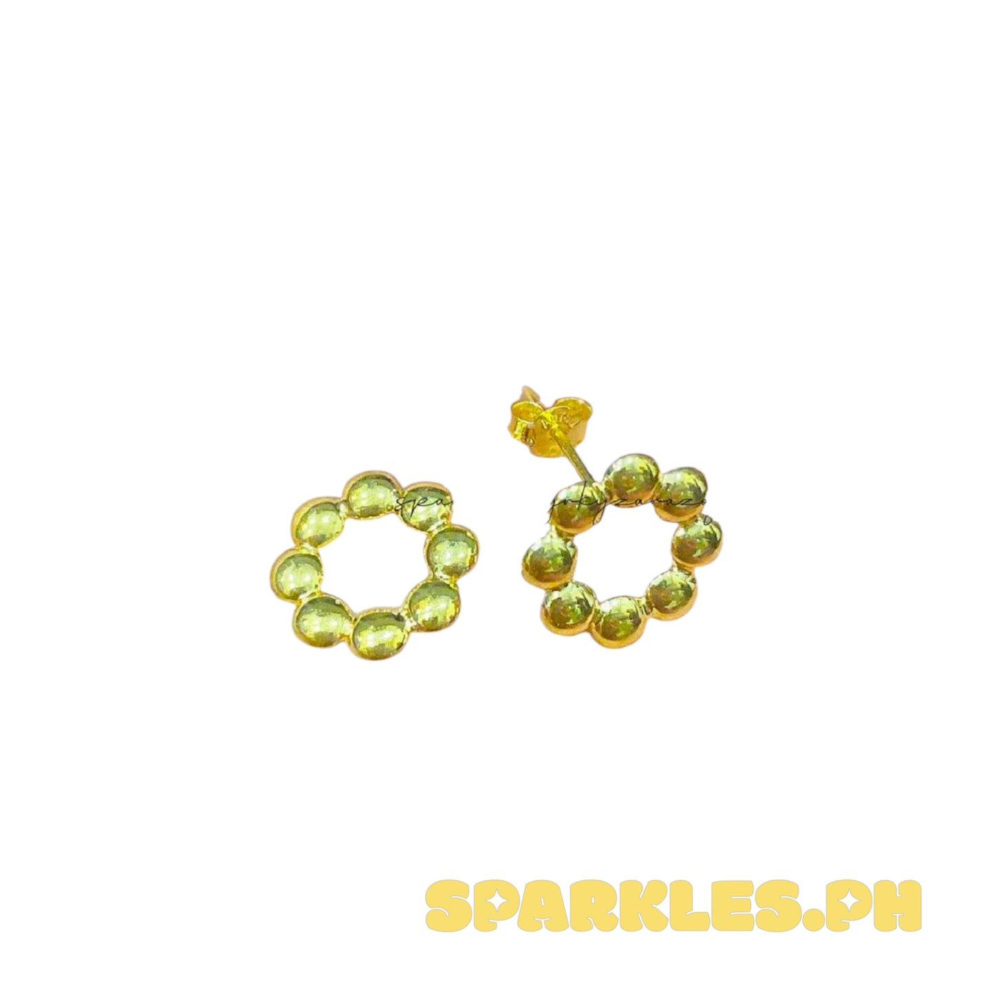 18k Saudi Gold Beaded Circle Minimalist Stud Earring