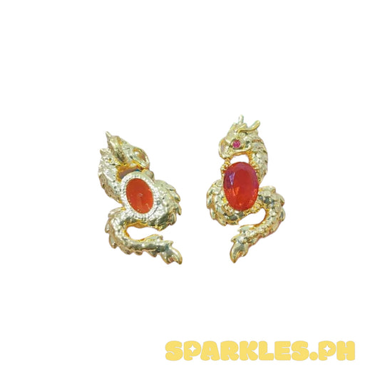 AMPAW/HOLLOW 18k Saudi Gold Dragon with Red Stone Pendant