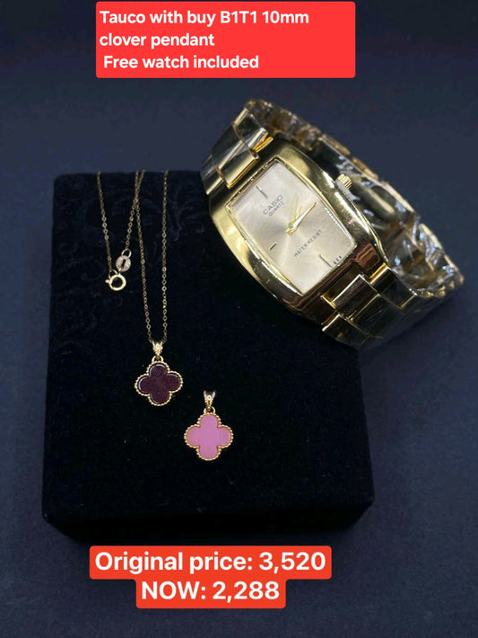 Tauco w/ free B1T1  10mm clover pendant ,free watch included