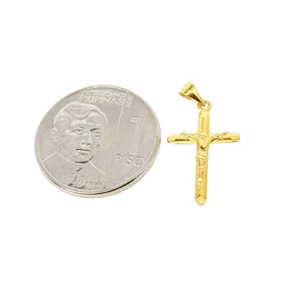 18k Saudi Gold Jesus Cross Plain Pendant - SKU-T1MG0VIG