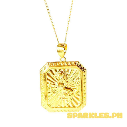 18k Saudi Gold Set Square Horse + Cadena Chain 20"