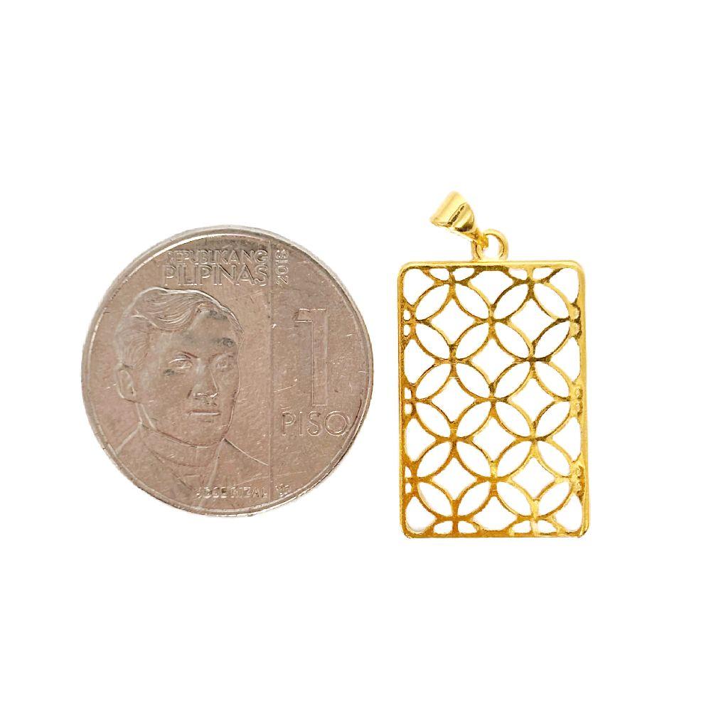 18k Saudi Gold Set Rectangle Money Catcher + Cadena Chain 22"