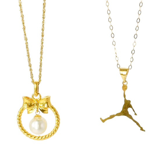 18k Saudi Gold Combo Sets Ribbon Pearl HOLLOW + Rope Chain 16" & Jordan Style + Tauco Chain lv1