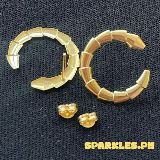 18k Saudi Gold Serpent Style Earring Solid Pawnable - SKU-TJ1I19B7