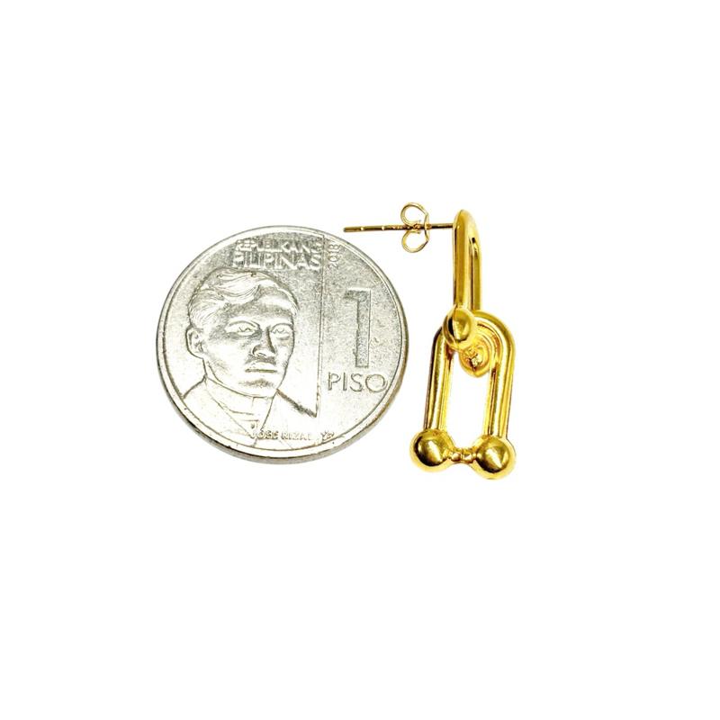 18k Saudi Gold Twin U Bar Earring - SKUMR1326EAR2