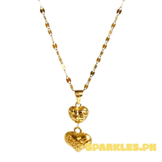 18k Saudi Gold Set  Double Love + Dancing Chain Makapal