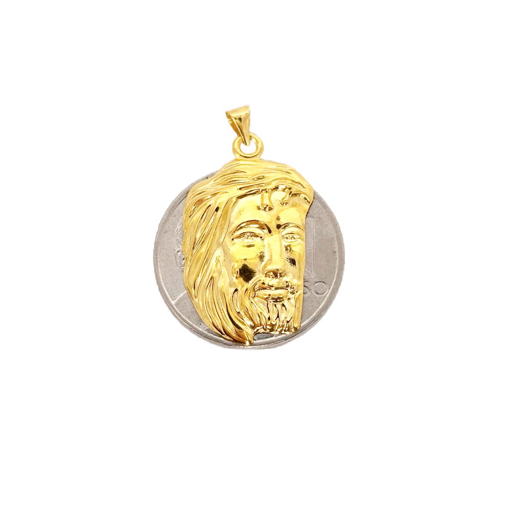 18k Saudi Gold Set Jesus Face V2 + Foxtail Chain 18"