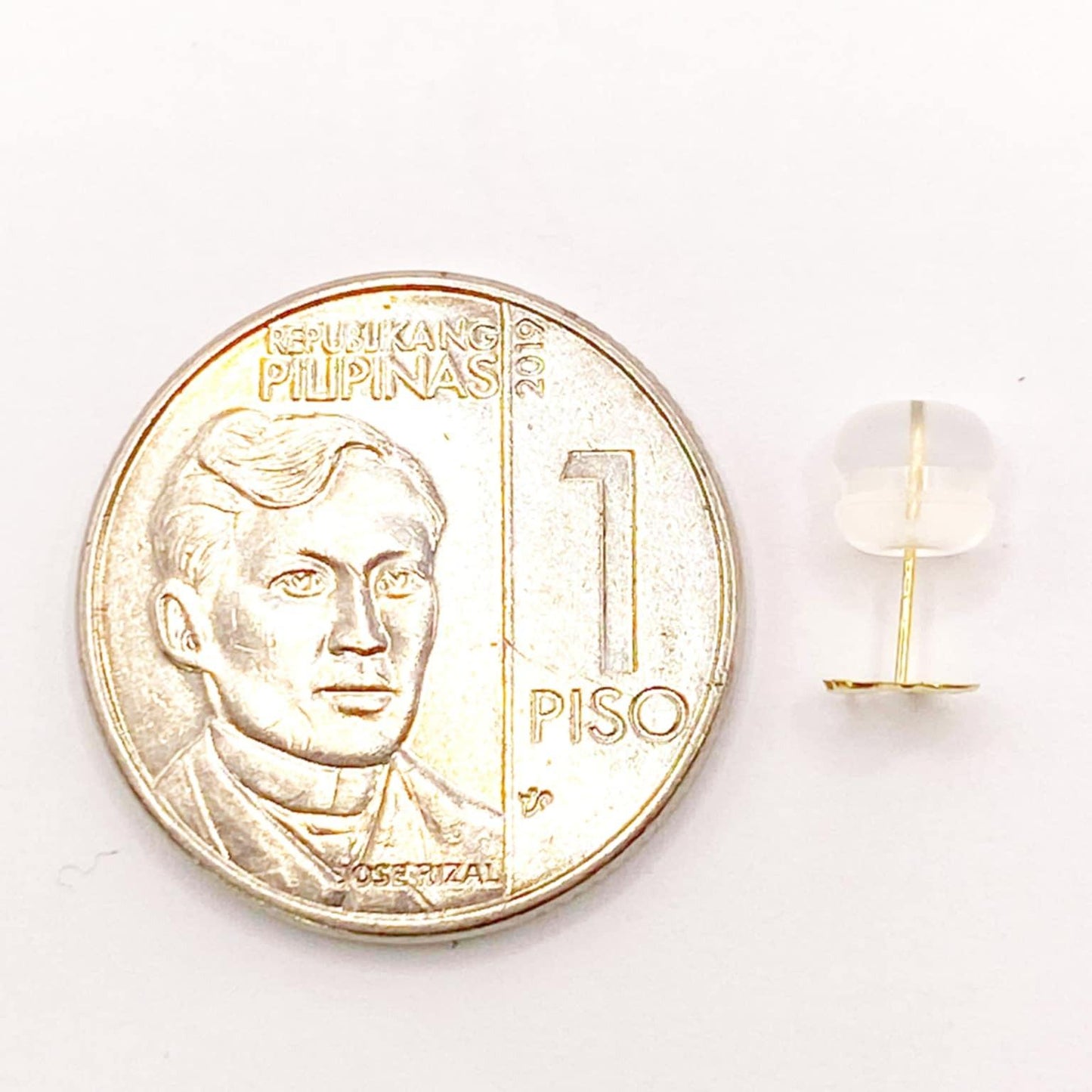 18k Saudi Gold Mini Ribbon Earring with Silicon Pakaw - SKU-7UXCWF3V