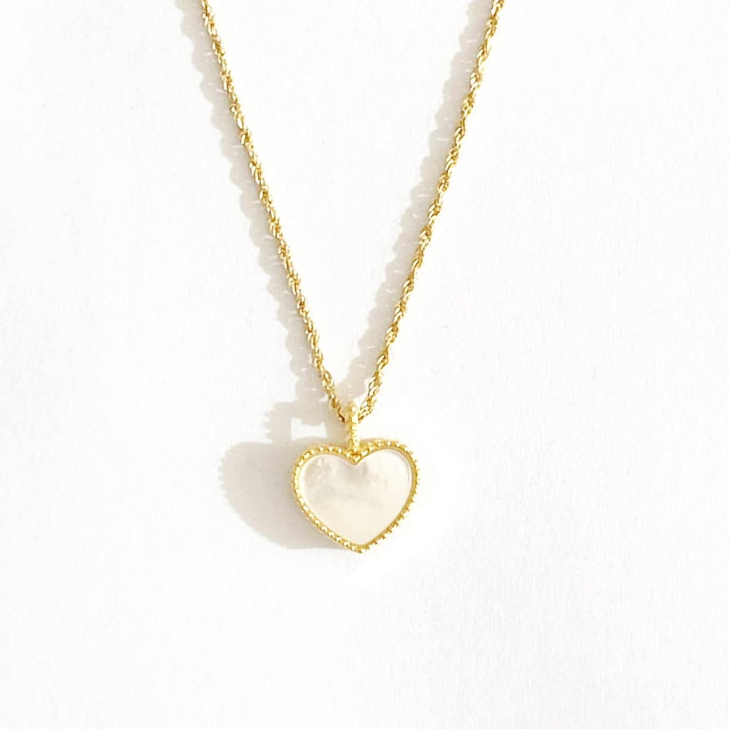 18K Saudi Gold 10mm Heart Small Hook + Rope Chain 16"